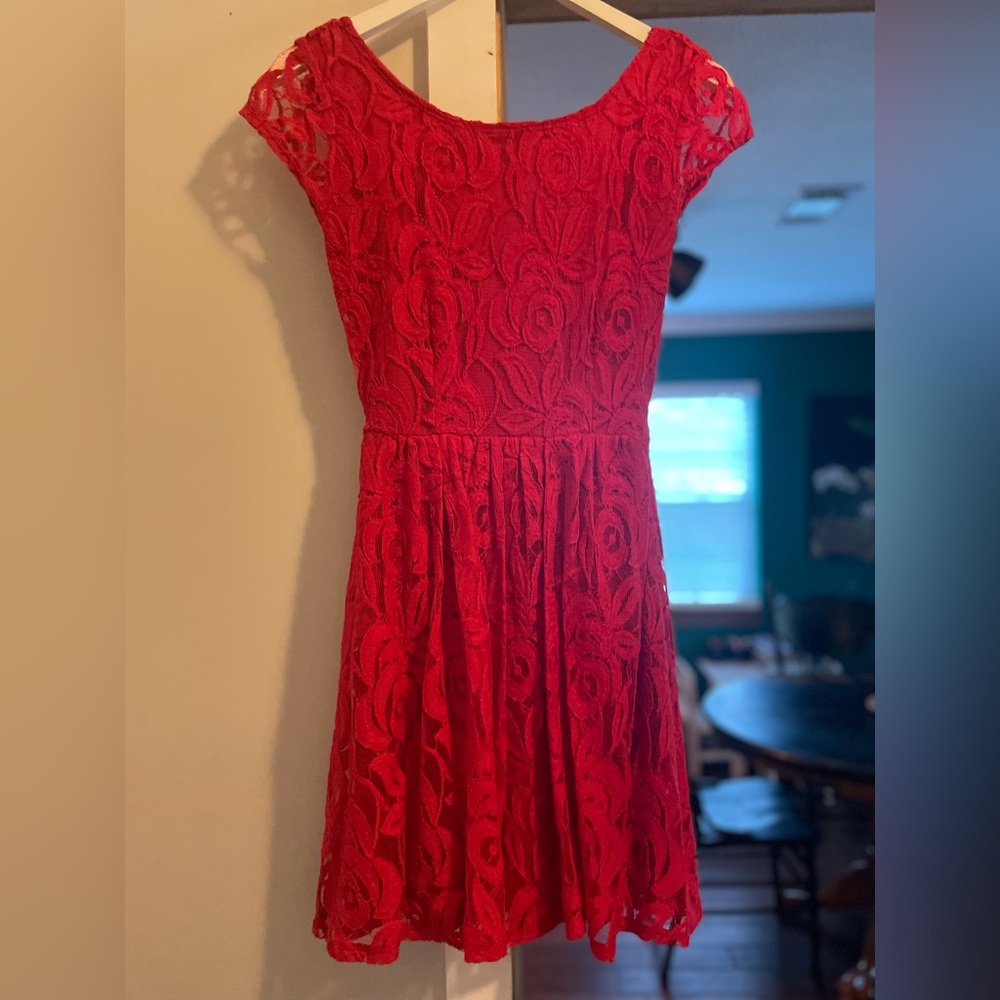 B Darlin Red Lace Mini Dress